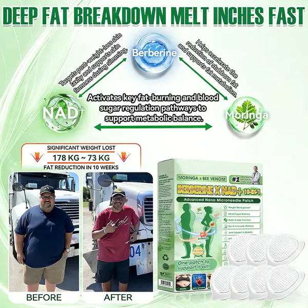 ✅Say Goodbye to Stubborn Belly Fat in 7 Days-Moringa·Berberine × NAD+ 10-in-1 Nano Microneedle Patch – Daily For Weight, Skin, Diabetes & Joint Health 🗽-H