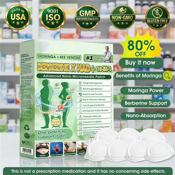 ✅Say Goodbye to Stubborn Belly Fat in 7 Days-Moringa·Berberine × NAD+ 10-in-1 Nano Microneedle Patch – Daily For Weight, Skin, Diabetes & Joint Health 🗽-H